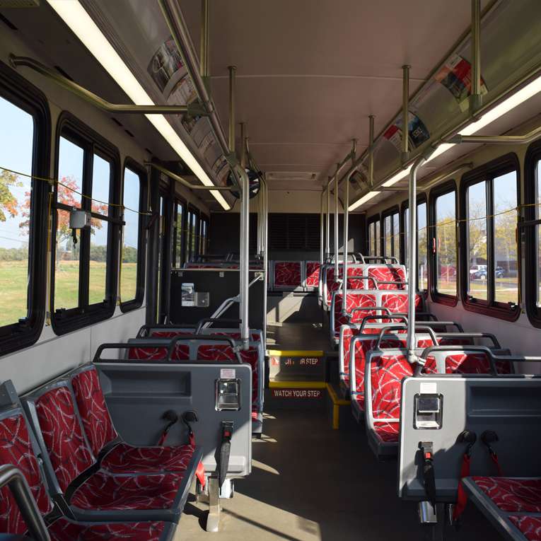 interior view of 38 passenger transit bus