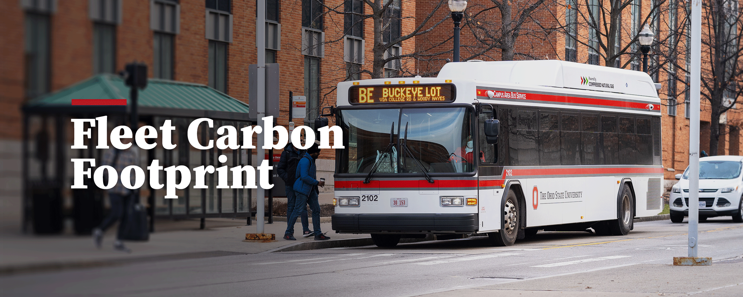 Banner image with a CABS bus and text reading Fleet Carbon Footprint