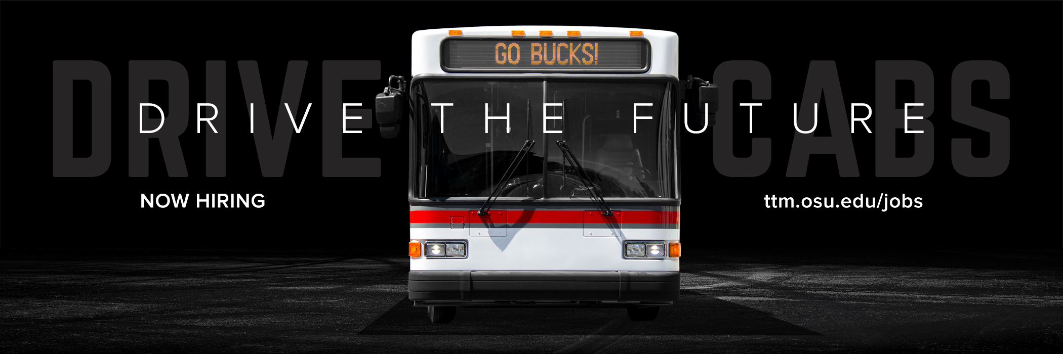 Drive the Future text over an image of a bus