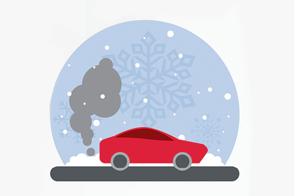 Car idling in winter illustration