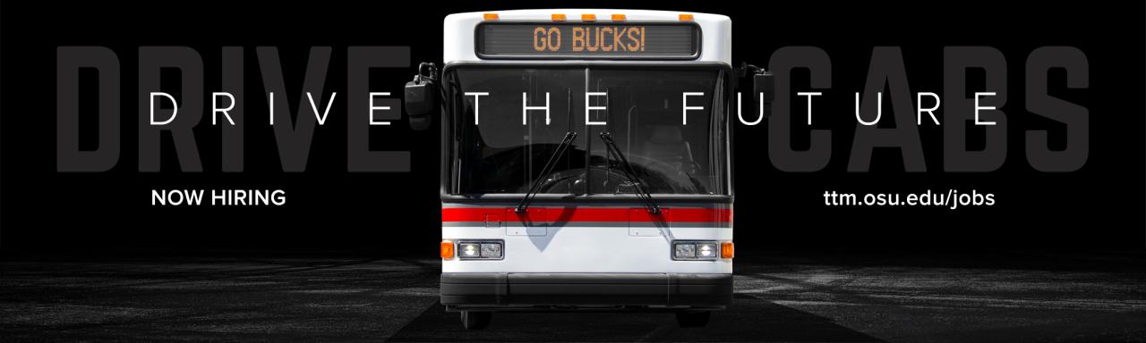 Drive the Future text over an image of a bus