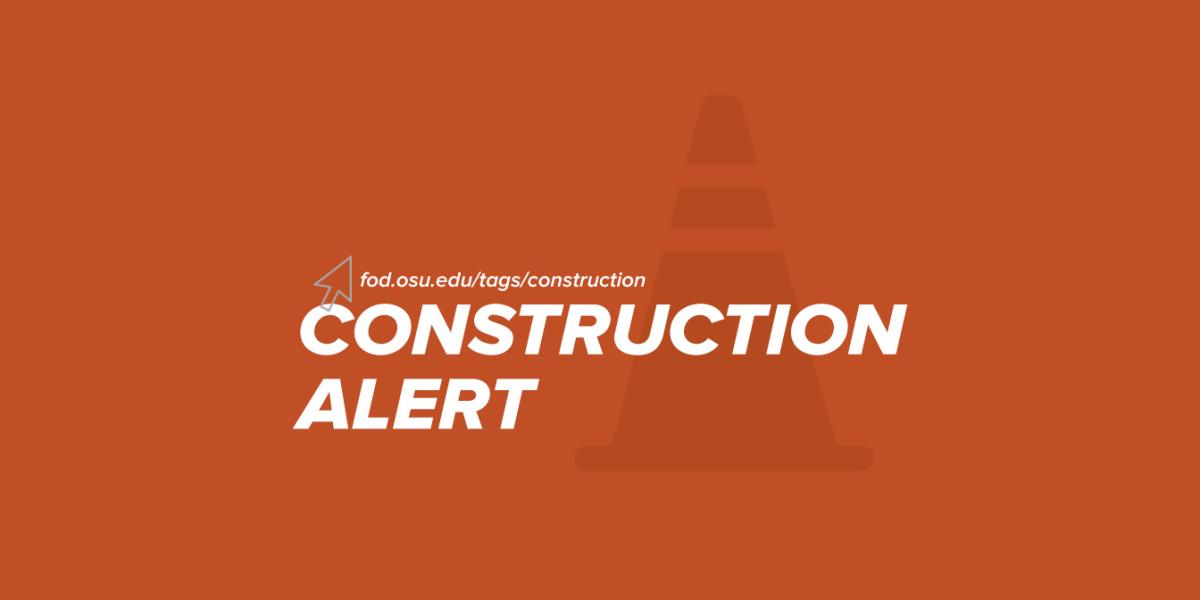 Image of construction cone and text that says construction alert