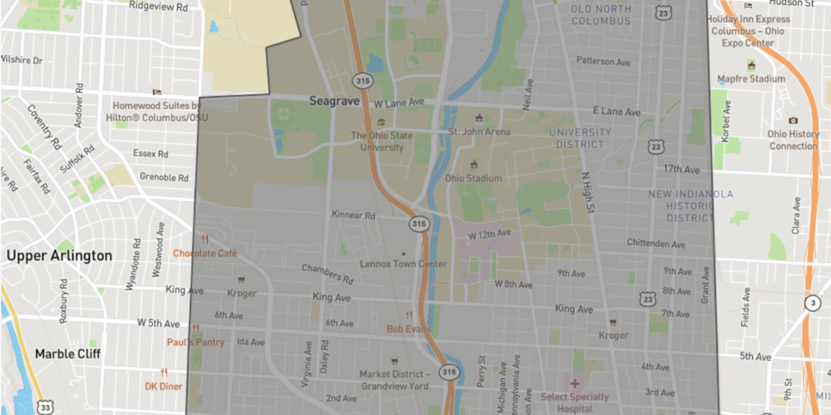map of service boundaries for Lyft RideSmart on election day