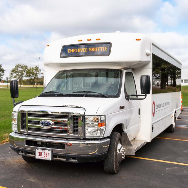 exterior, front of 20 passenger shuttlebus 