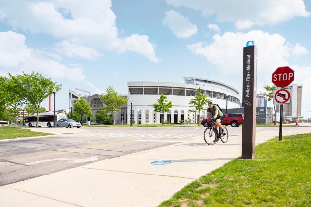 bicycle user on campus