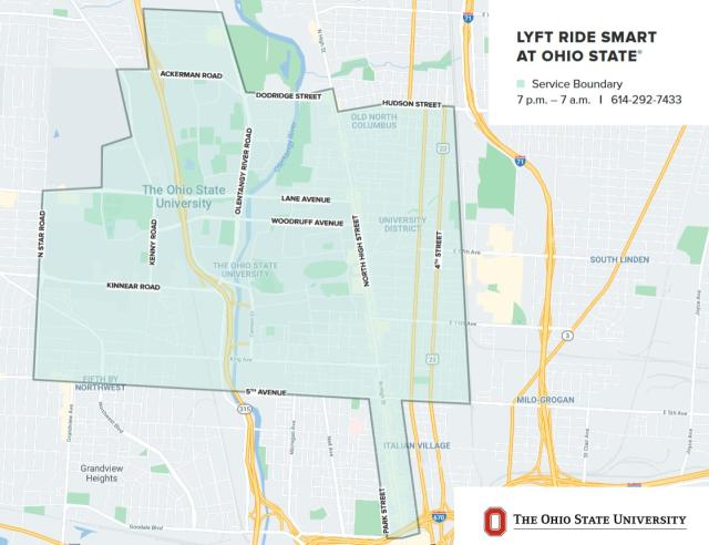 Map indicating Lyft Ride Smart Service Boundary; text descriptions below image