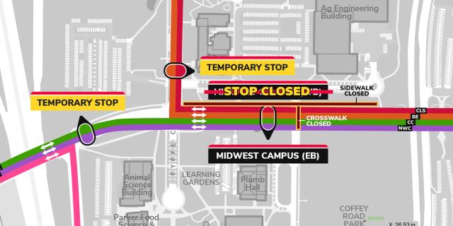 alternative stops on Fyffe Road north of Woody Hayes and on Woody Hayes near Herrick
