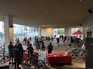 A view of bike OSUPD officers at the Bike Hub